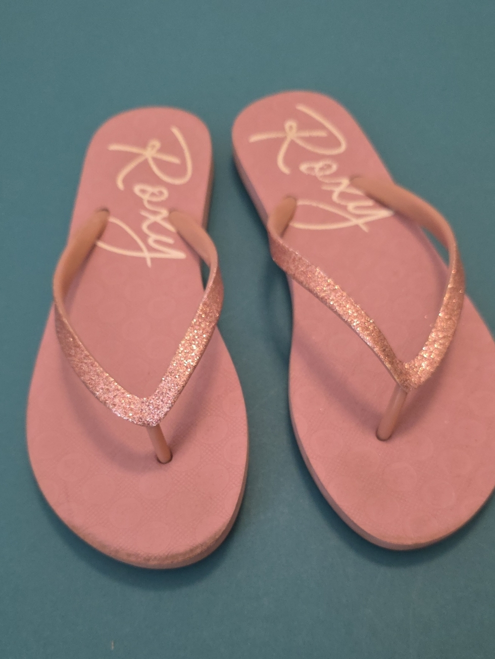 Roxy Women's Pink Glitter Strap Flip Flop Sandals